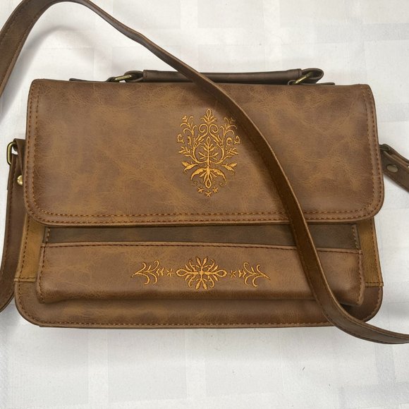 Brown Faux Leather Vintage Bag with Embroidery - Picture 3 of 12